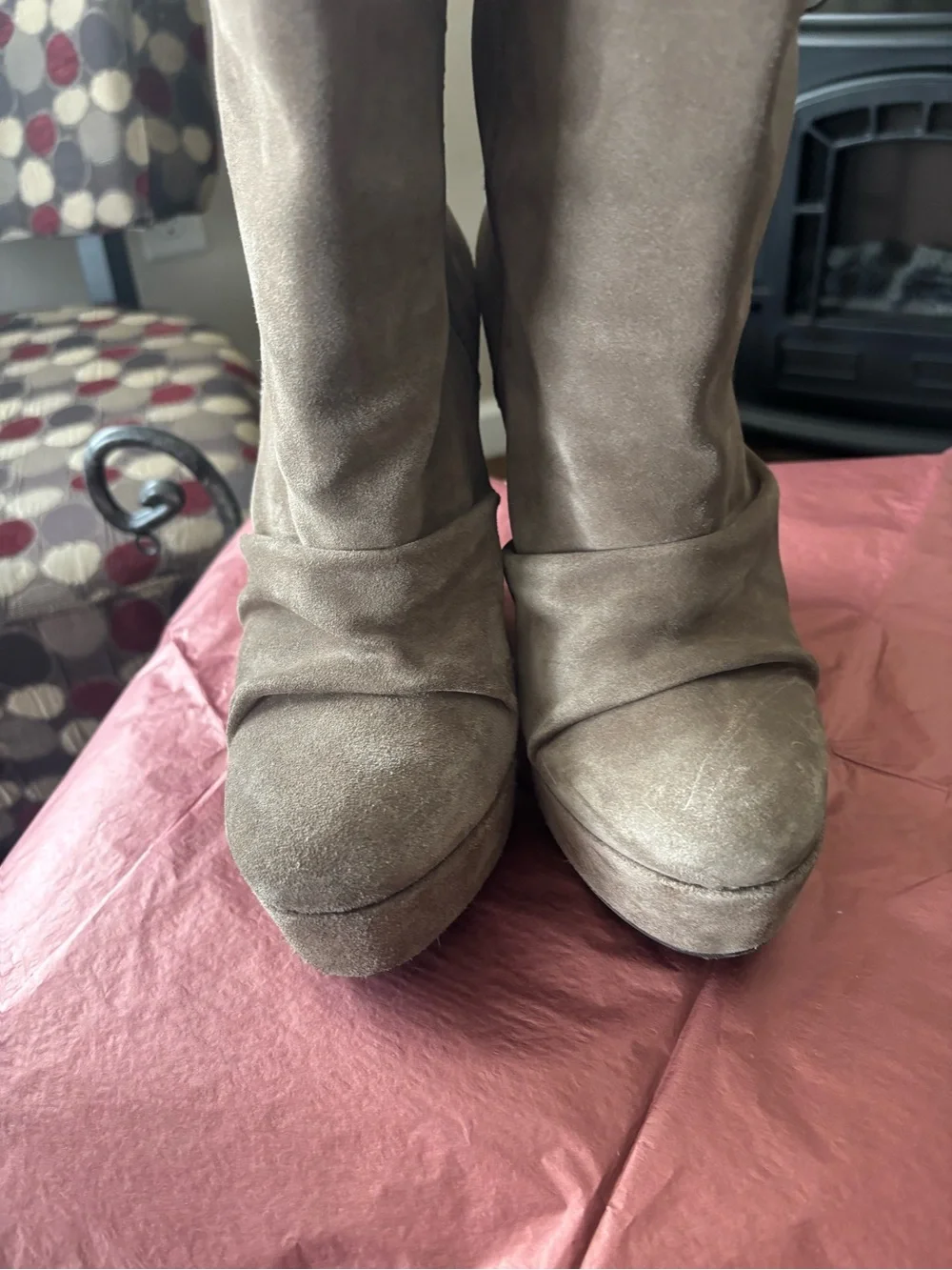 Pedro Garcia Taupe Suede Over-the-Knee Platform Boots